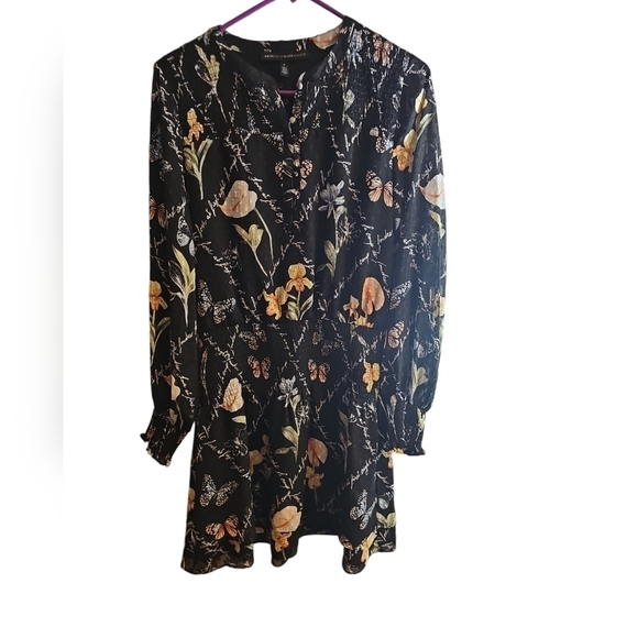 White House Black Market sz small black floral dress Love At First Sight - Picture 4 of 8